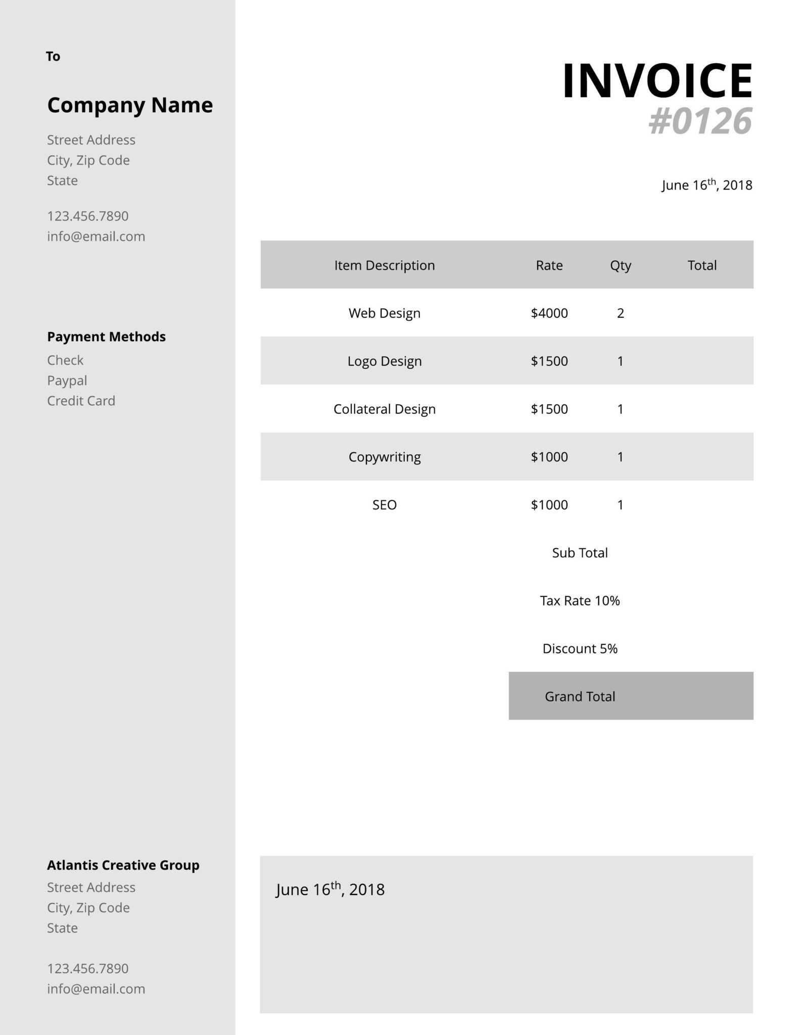 Free Invoice Templates Examples Lucidpress Inside Media Invoice Template Best Template Ideas