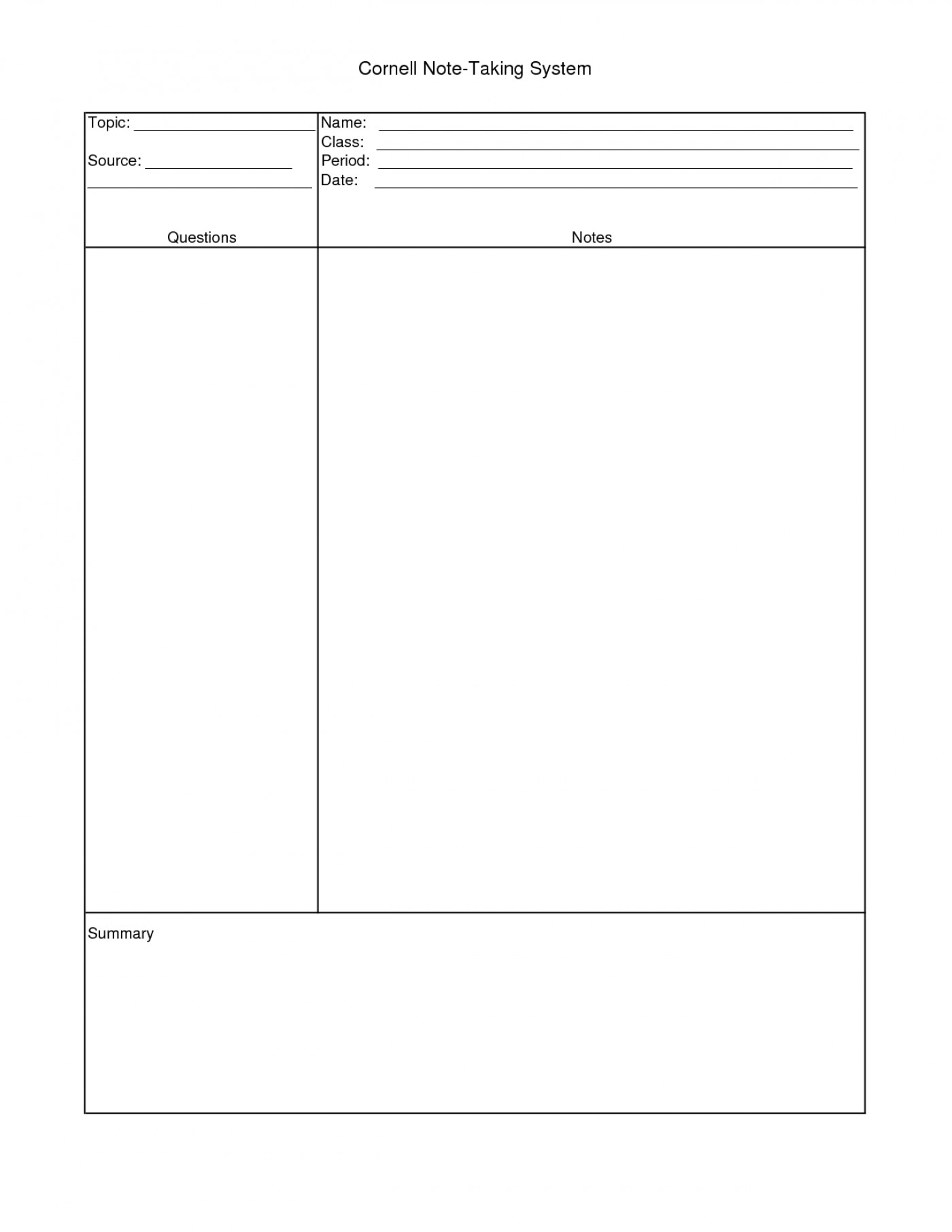 017 Research Paper Cornell Note Taking Template 31547 Cards intended