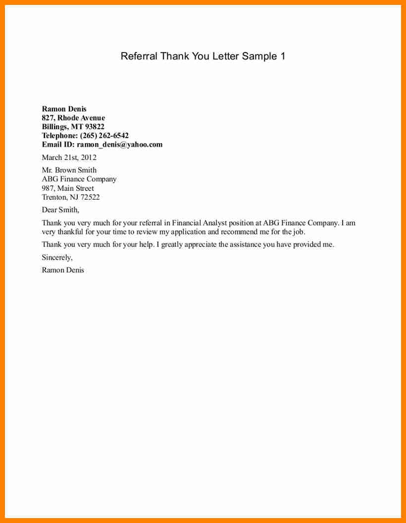 10 Thank You Letter For Patient Referral | Resume Samples Within Job Referral Email Template