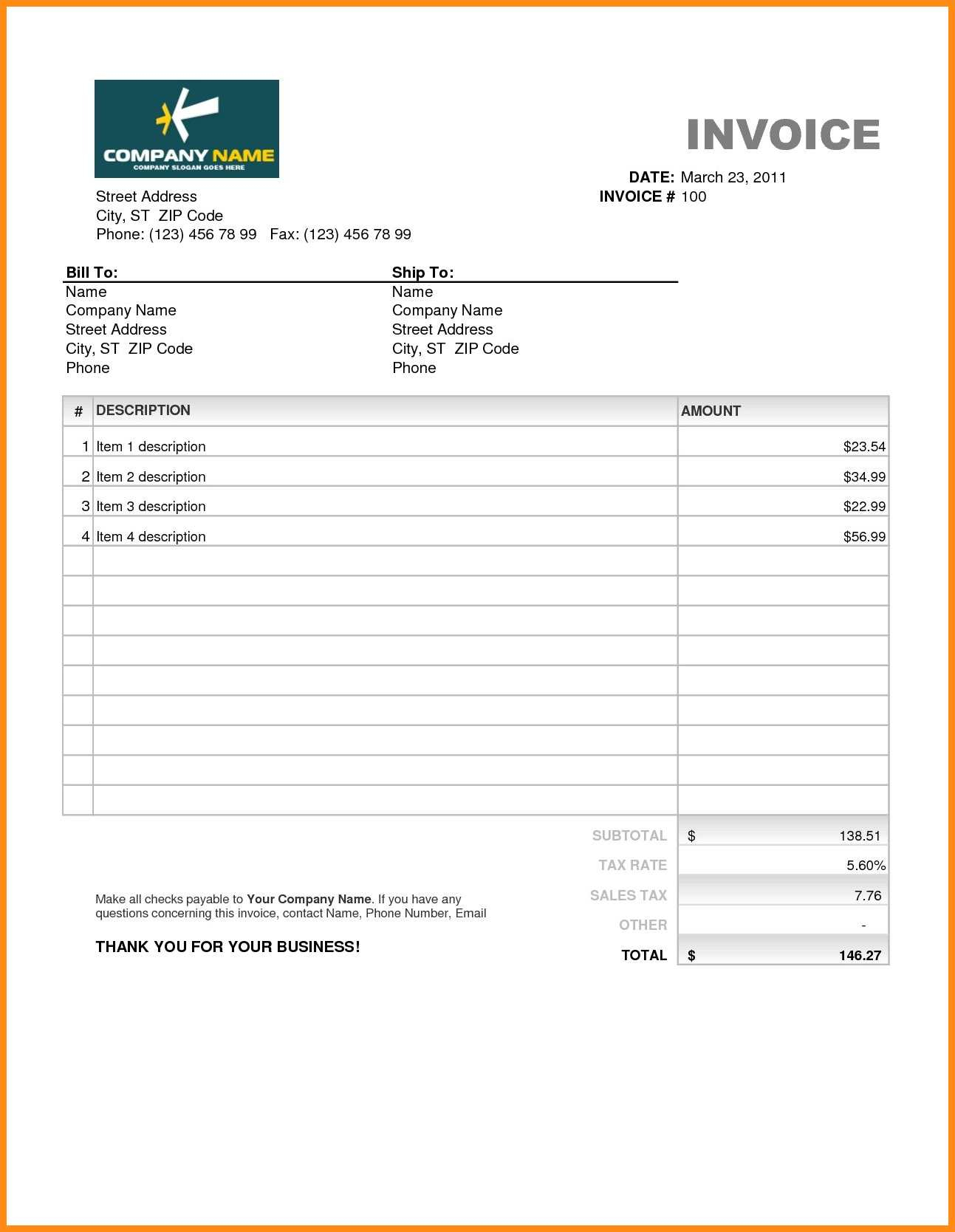 12+ Downloadable Invoice Template For Macdownloadable With Lawn Care Invoice Template Word