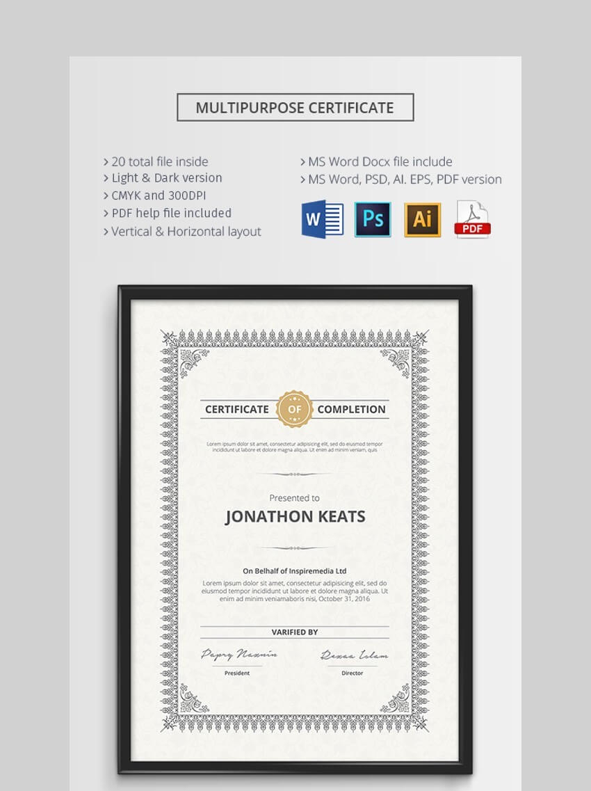 20 Best Free Microsoft Word Certificate Templates (Downloads Pertaining To Indesign Certificate Template