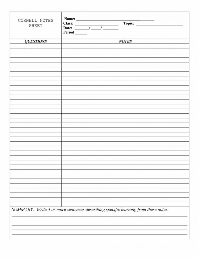 20+ Cornell Notes Template 2020 – Google Docs & Word With Lecture Notes Template Word