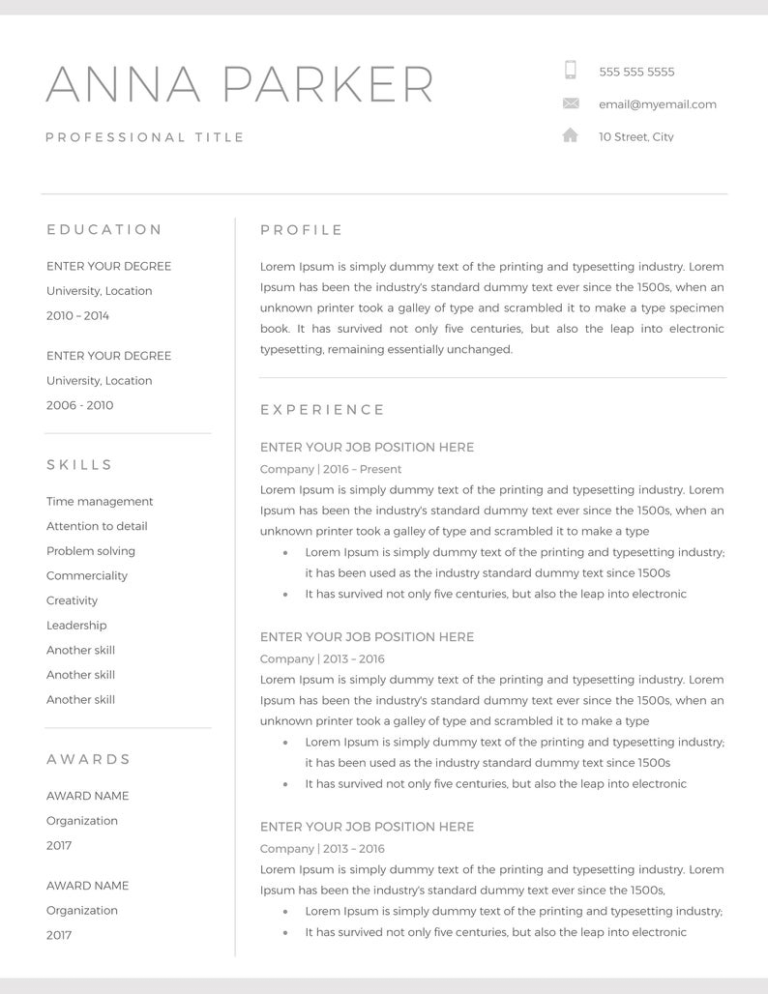 microsoft word resume template 2020