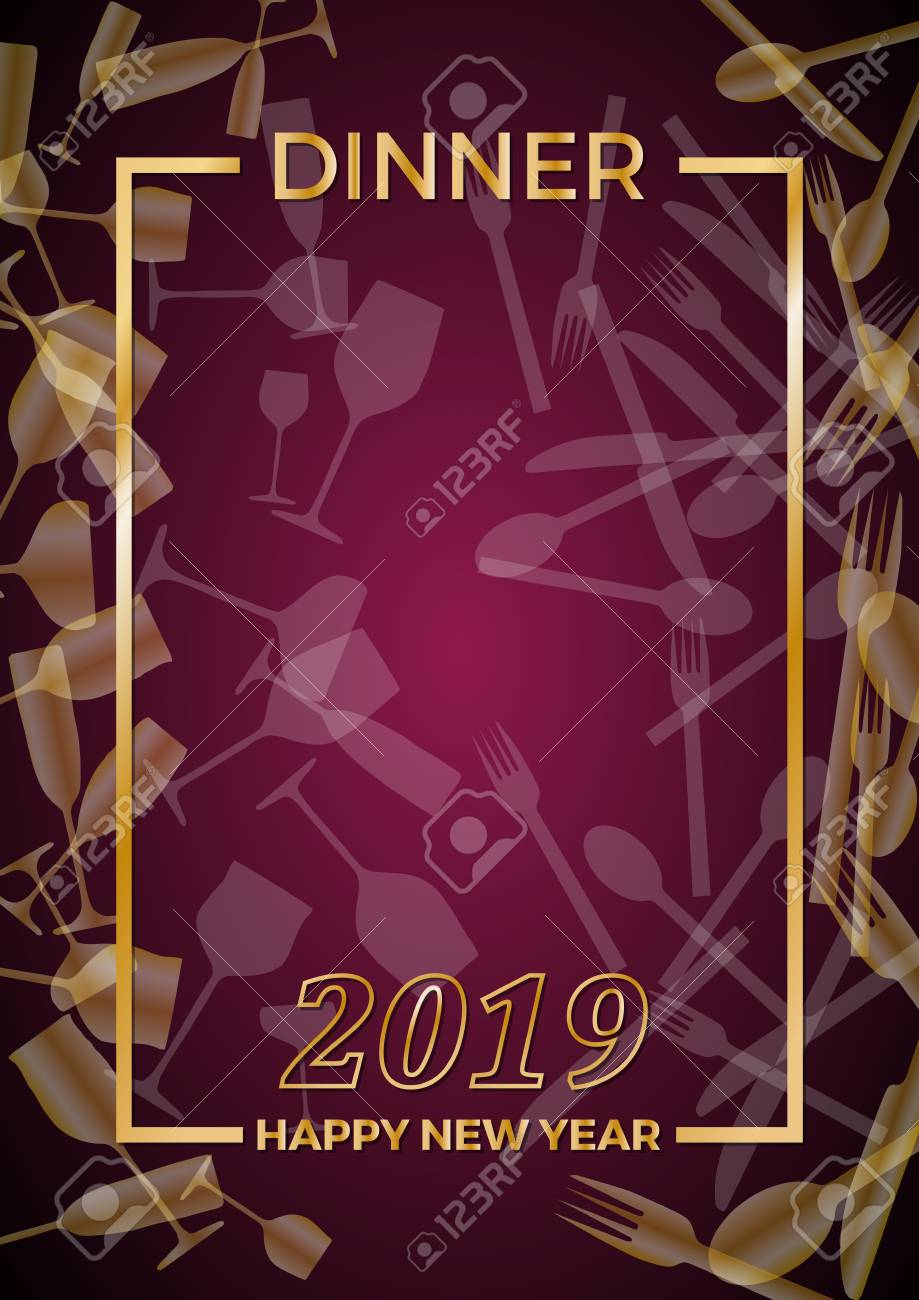 2019, New Year's Eve Dinner, Template For Poster, Cover And Menu Intended For New Years Eve Menu Template