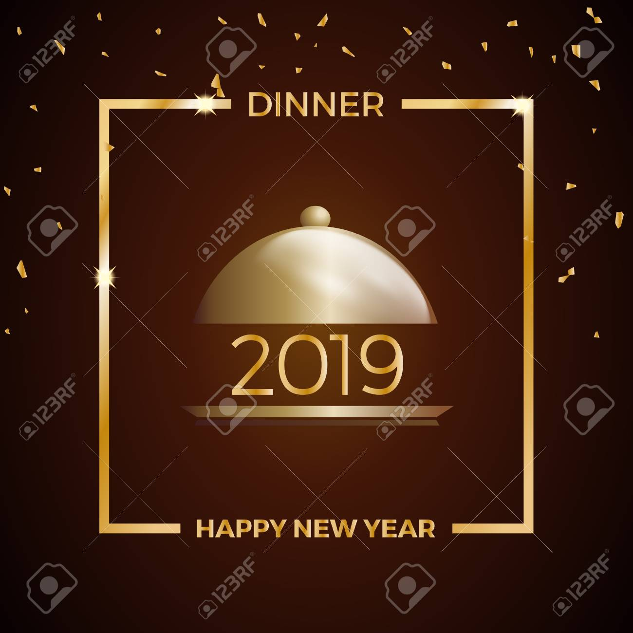 2019, New Year's Eve Dinner, Template For Poster, Cover And Menu Intended For New Years Eve Menu Template