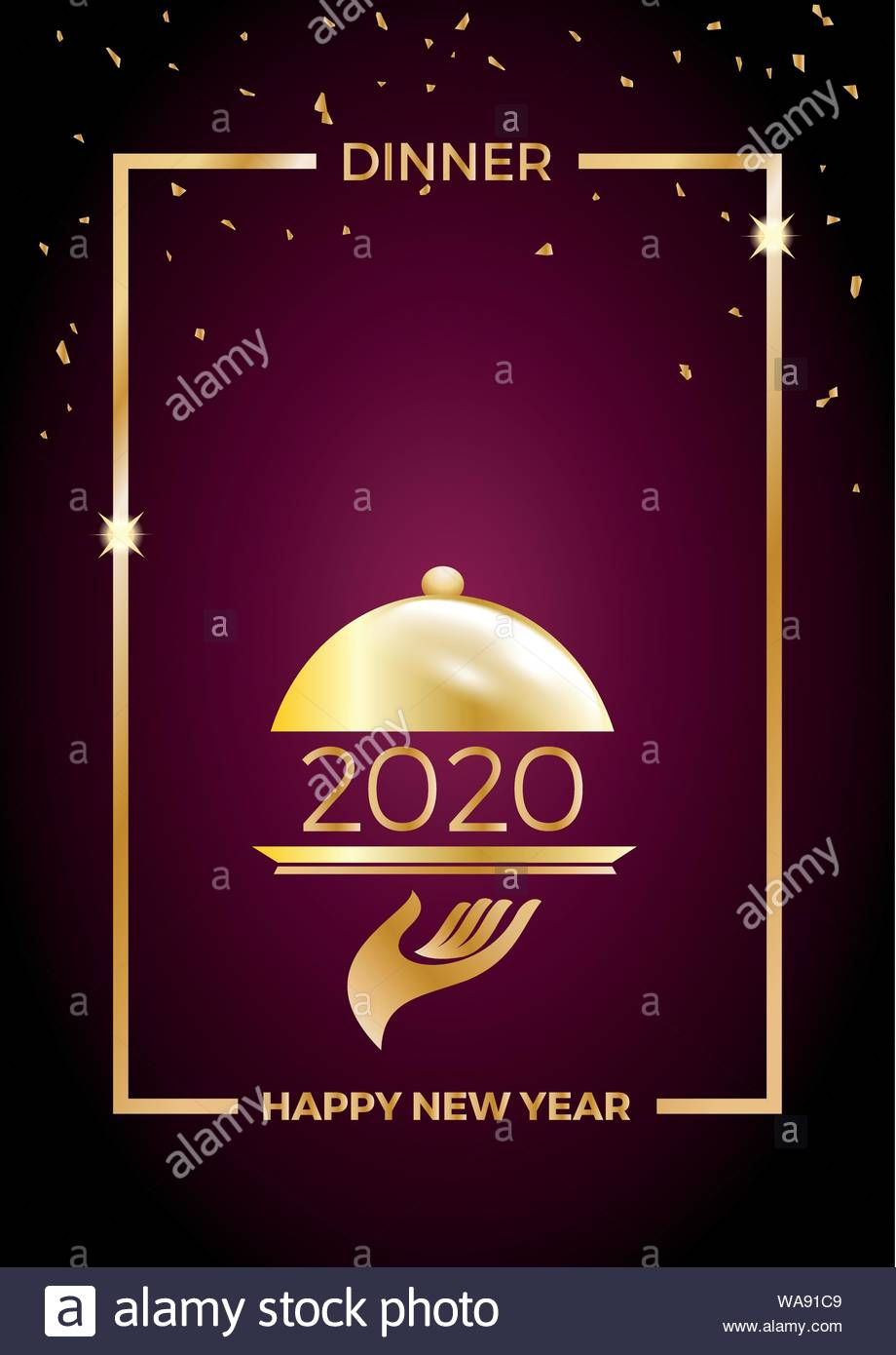 2020, New Year's Eve Dinner, Template For Poster, Cover And Pertaining To New Years Eve Menu Template