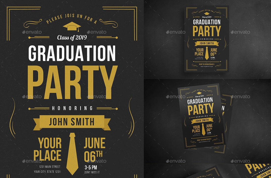22 Best Editable Party Invitation Templates In 2019 – Colorlib Regarding Graduation Party Flyer Template