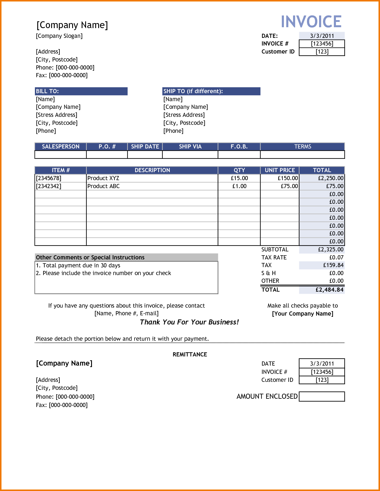 23 Images Of Moving Company Invoice Template Free in Moving Company