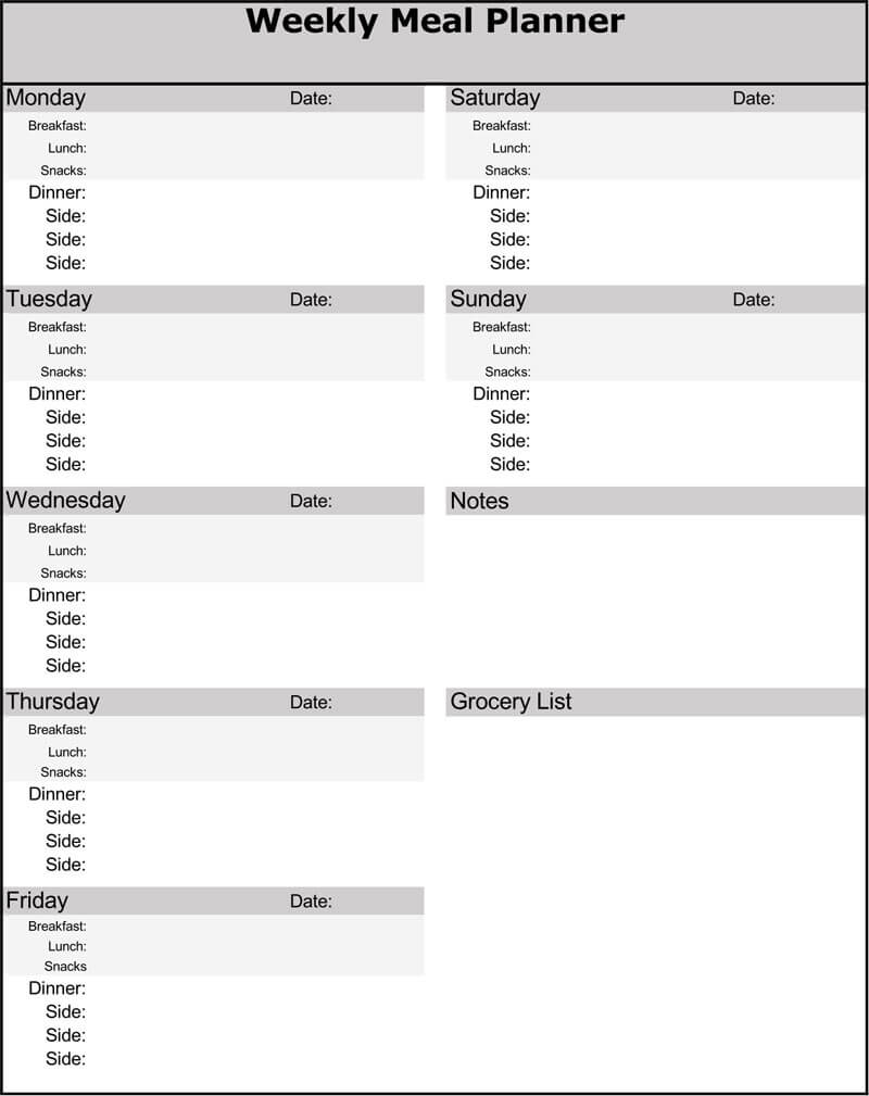 25+ Free Weekly/daily Meal Plan Templates (For Excel And Word) Inside Menu Planning Template Word