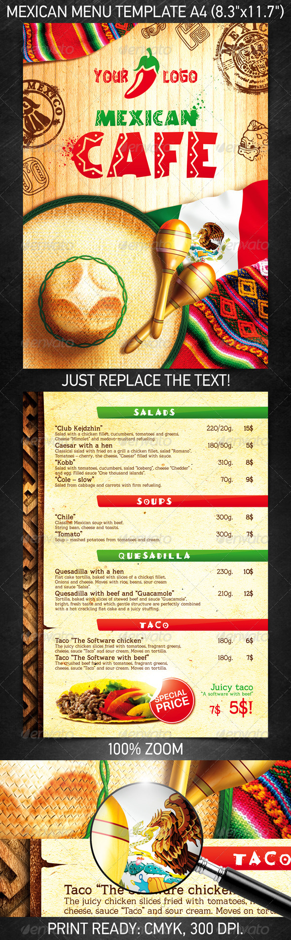 25 High Quality Restaurant Menu Design Templates – Bashooka Within Mexican Menu Template Free Download