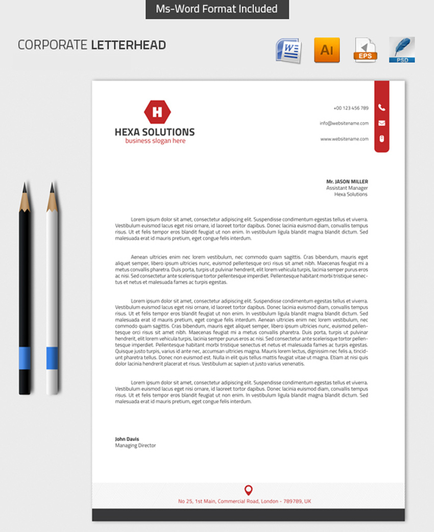 25 Professional Modern Letterhead Templates With Regard To Letterhead Templates Indesign