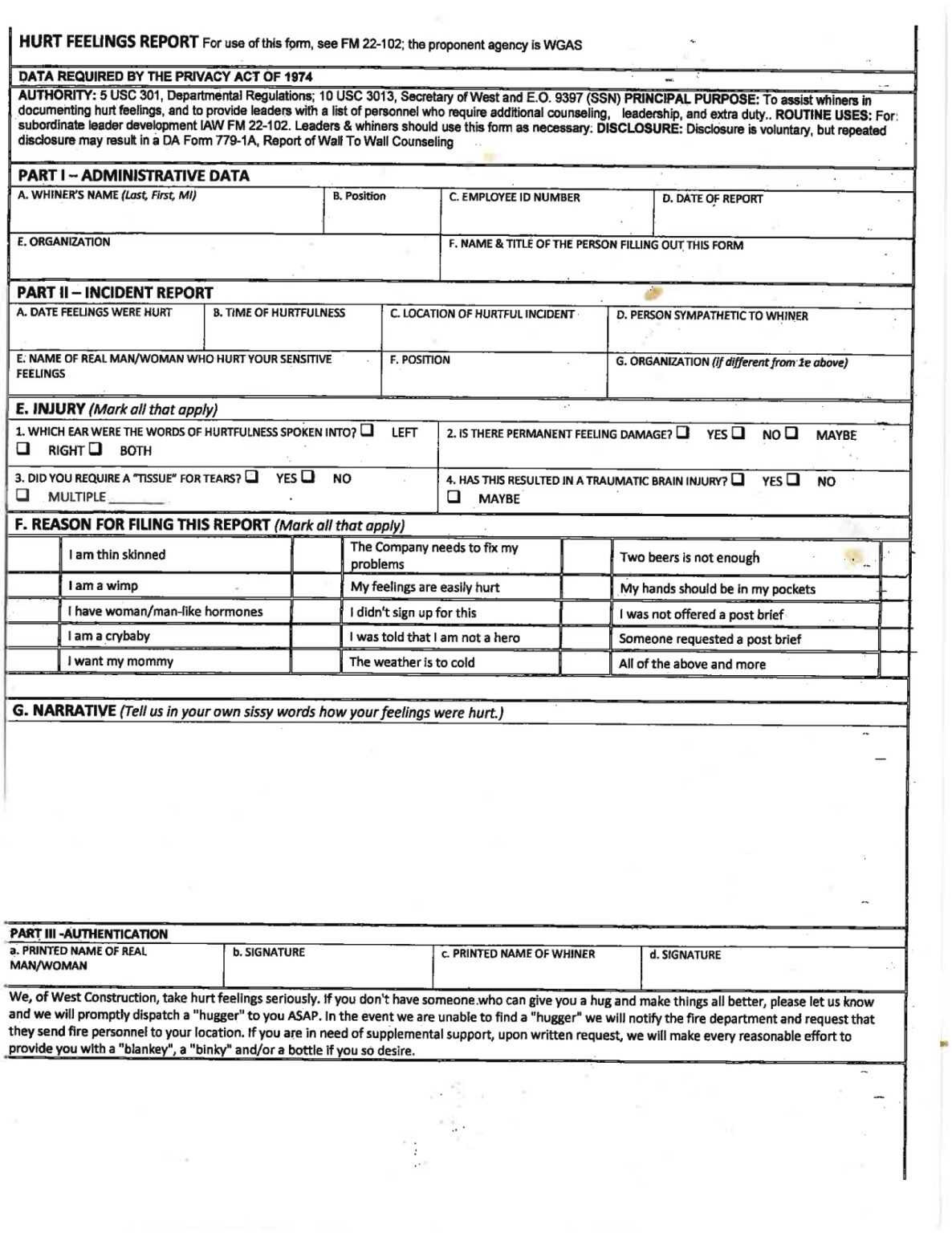 Hurt Feelings Report Template Best Template Ideas