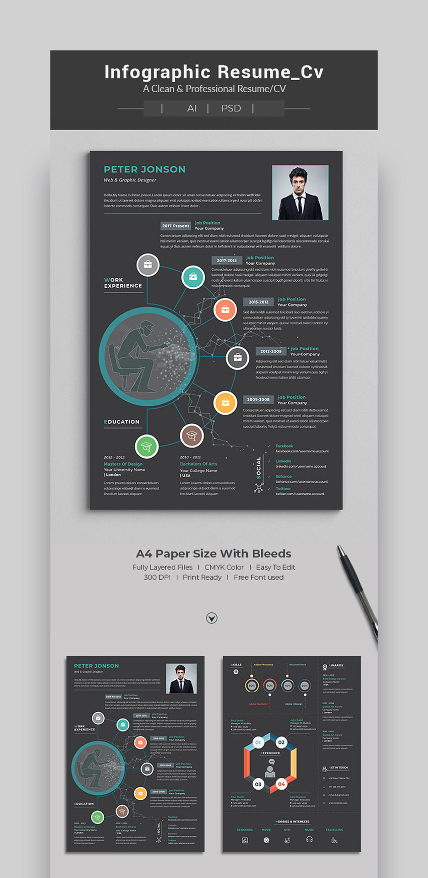 30+ Creative Infographic Resume Templates (Designs For 2019) With Infographic Cv Template Free