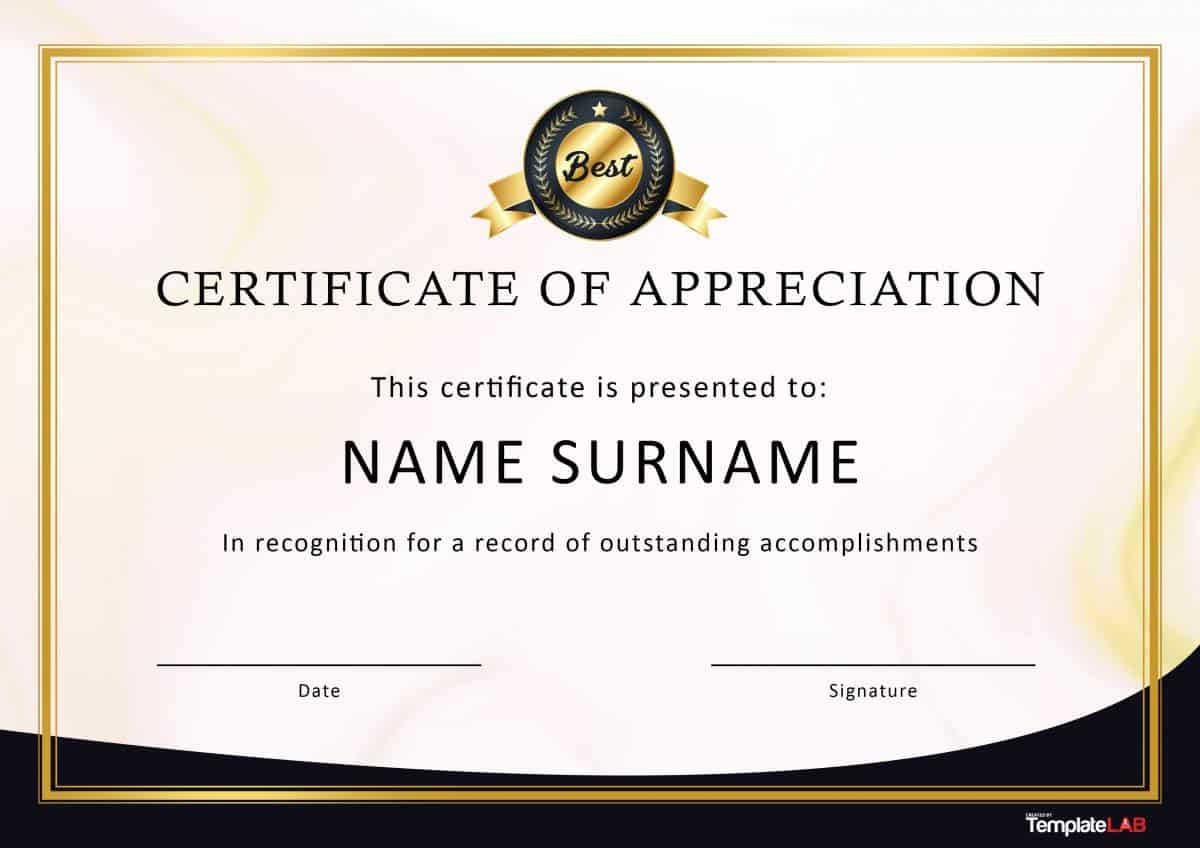 30 Free Certificate Of Appreciation Templates And Letters For Good Job Certificate Template