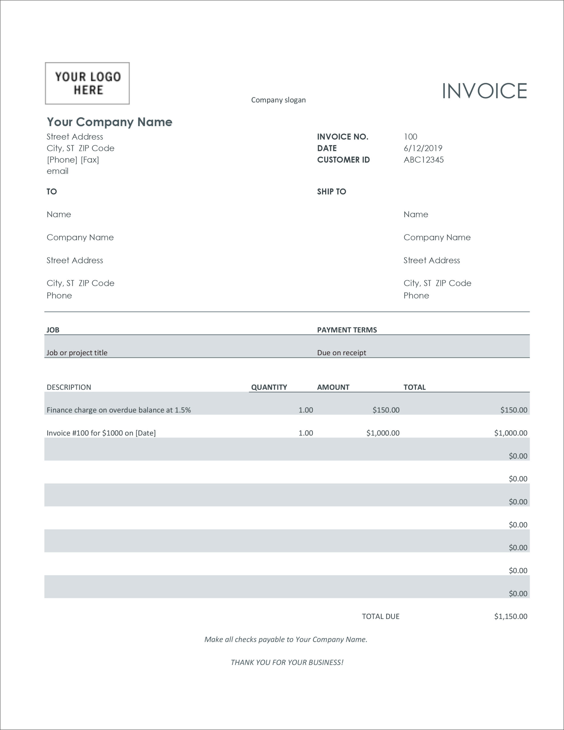 32 Free Invoice Templates In Microsoft Excel And Docx Formats Pertaining To Interest Invoice Template