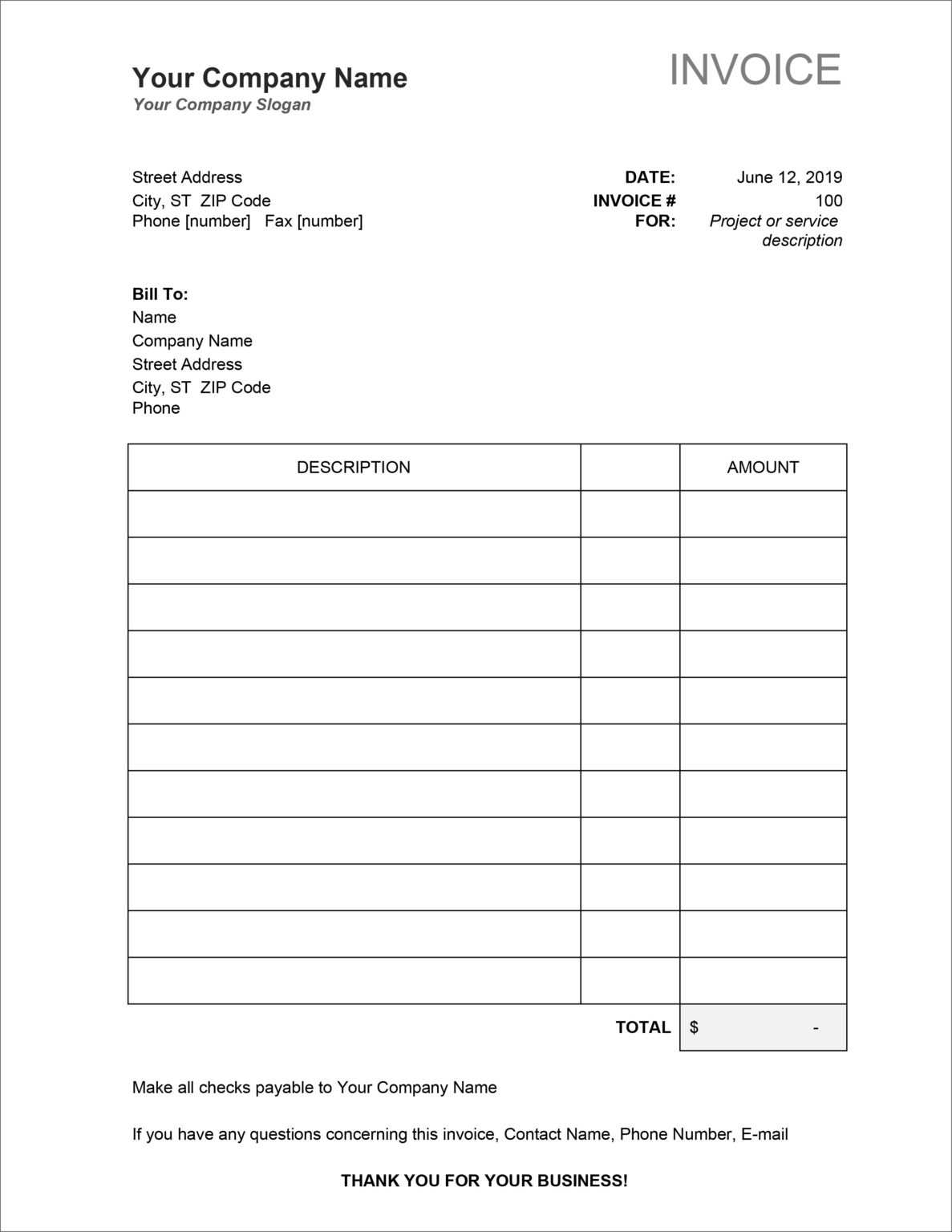 windows excel free invoice template download