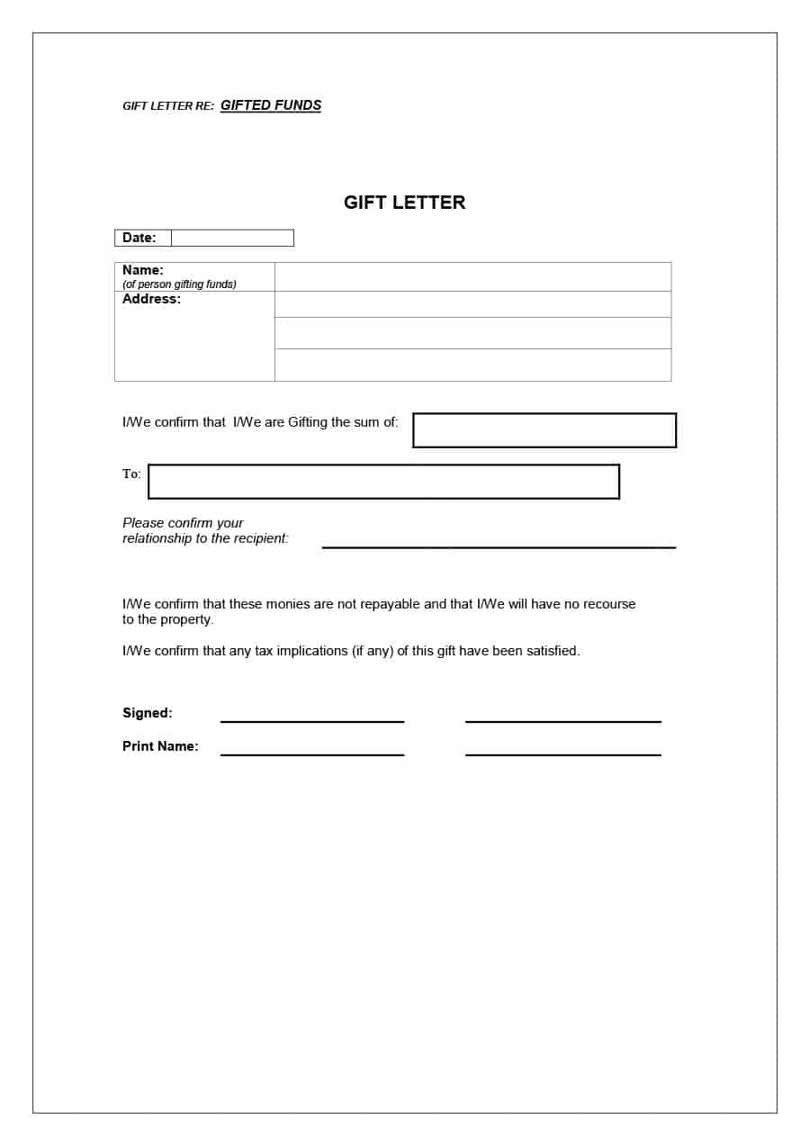 35 Best Gift Letter Templates (Word & Pdf) ᐅ Template Lab With Regard To Mortgage Gift Letter Template