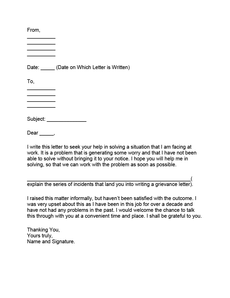 37 Editable Grievance Letters (Tips & Free Samples) ᐅ Intended For Grievance Template Letters