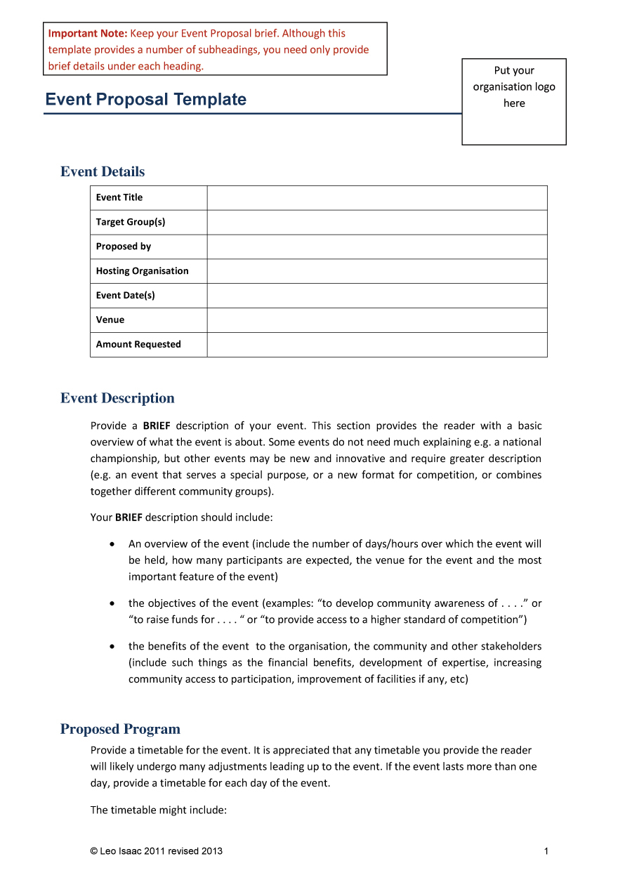 38 Best Event Proposal Templates & Free Examples ᐅ Template Lab Regarding Idea Proposal Template