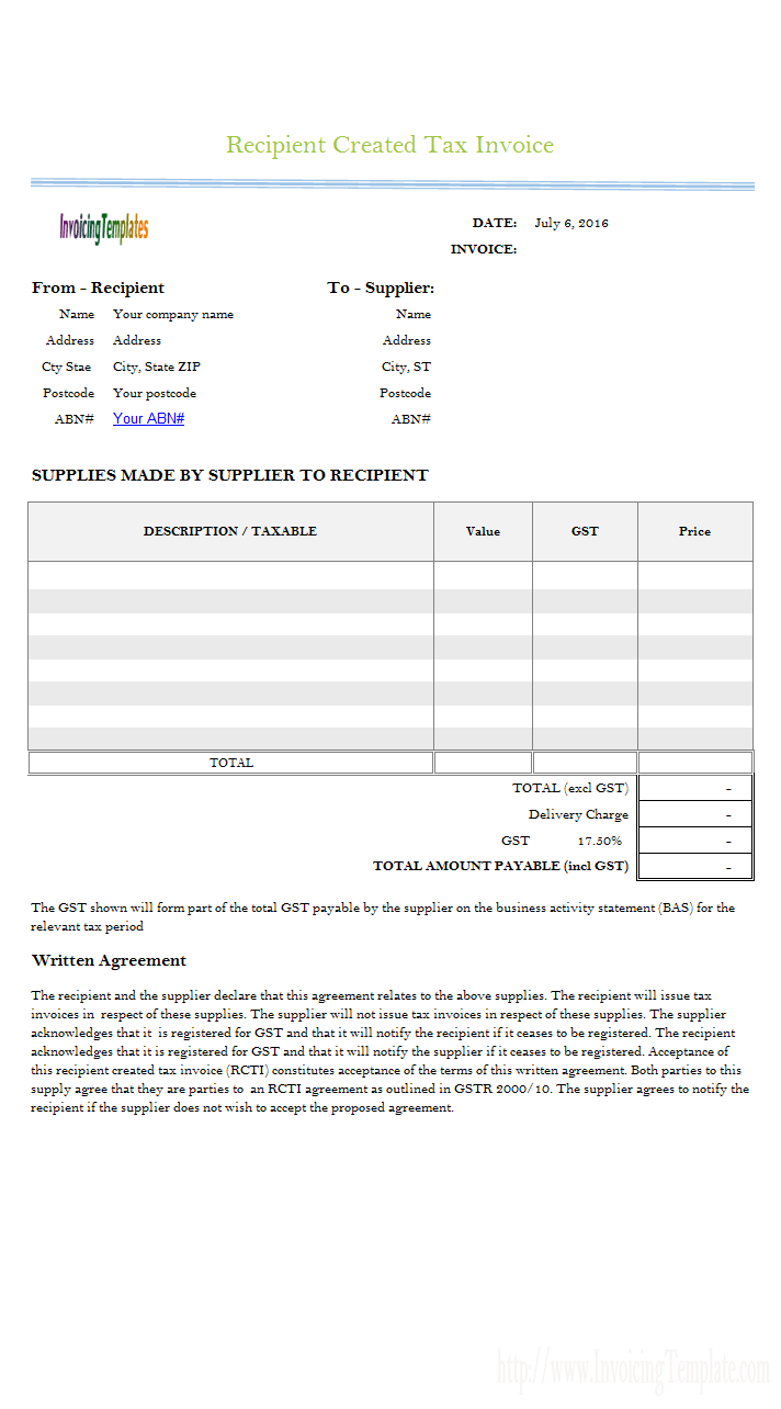 4 Column Invoice Templates Within New Zealand Invoice Template
