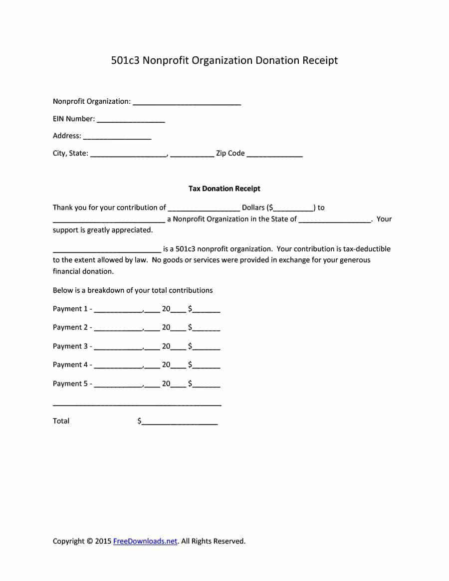 40 Donation Receipt Templates & Letters [Goodwill, Non Profit] Regarding Non Profit Donation Receipt Template