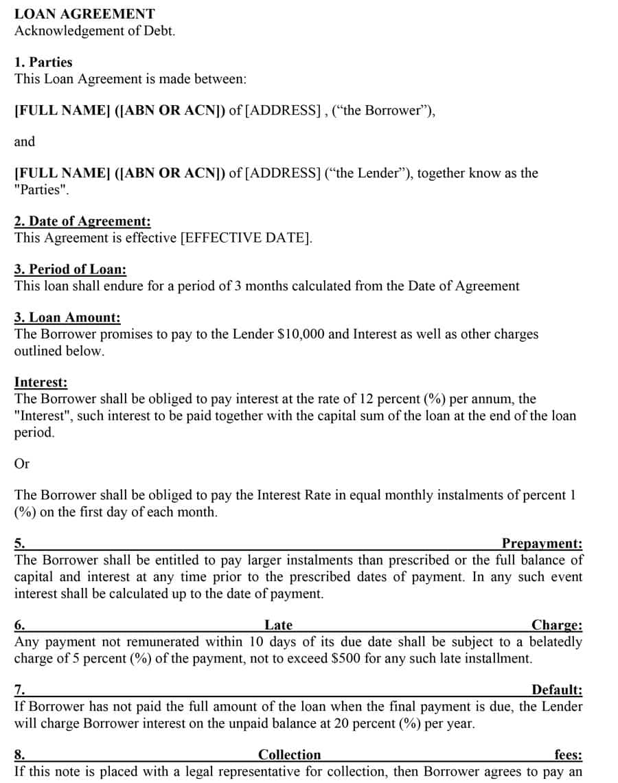 40+ Free Loan Agreement Templates [Word & Pdf] ᐅ Template Lab Intended For Legally Binding Contract Template