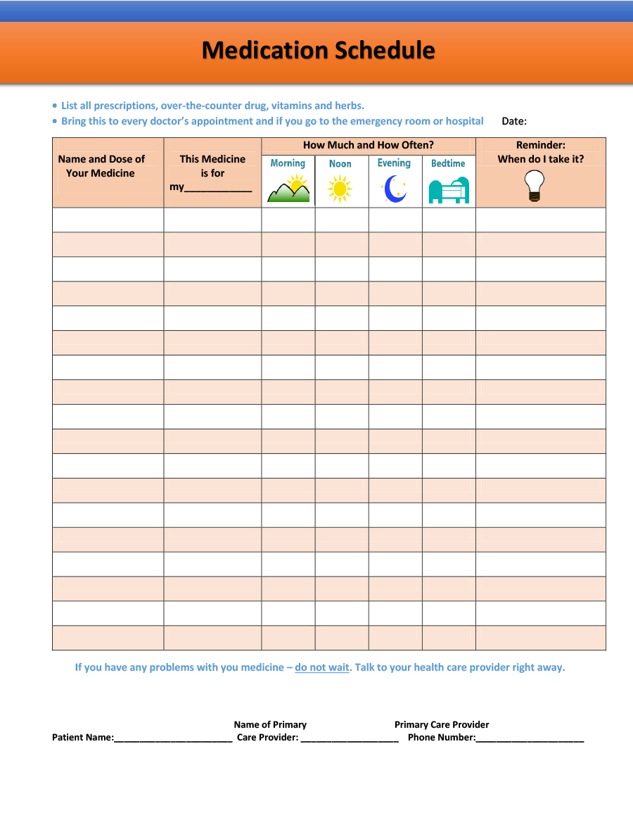 40 Great Medication Schedule Templates (+Medication Calendars) With Medication Card Template