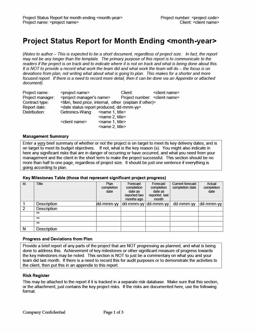 40+ Project Status Report Templates [Word, Excel, Ppt] ᐅ Pertaining To Monthly Status Report Template Project Management