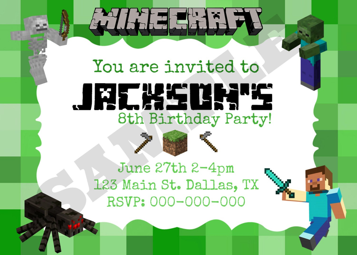 40Th Birthday Ideas: Minecraft Birthday Invitation Template Free Regarding Minecraft Birthday Card Template