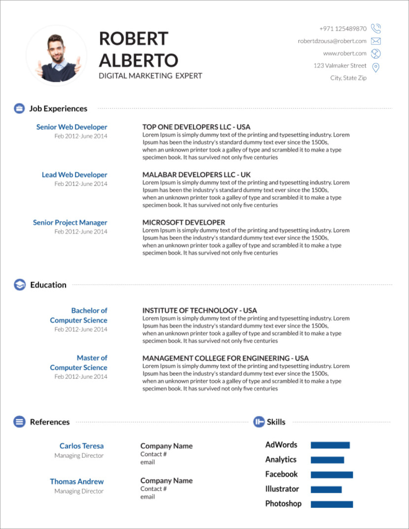 45 Free Modern Resume / Cv Templates – Minimalist, Simple With Regard To How To Create A Cv Template In Word