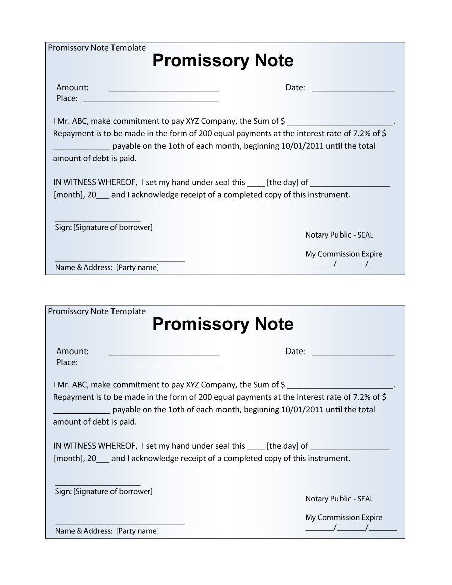 45 Free Promissory Note Templates & Forms [Word & Pdf] ᐅ Pertaining To Note Payable Template