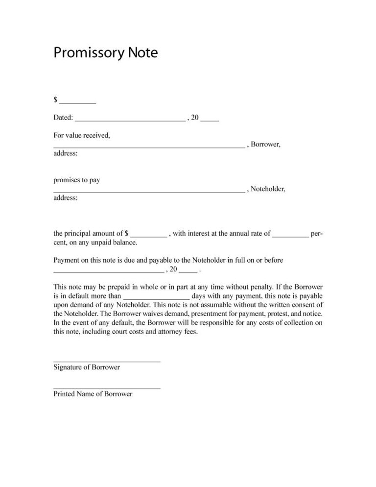 45 Free Promissory Note Templates Forms Word Pdf ᐅ With Note