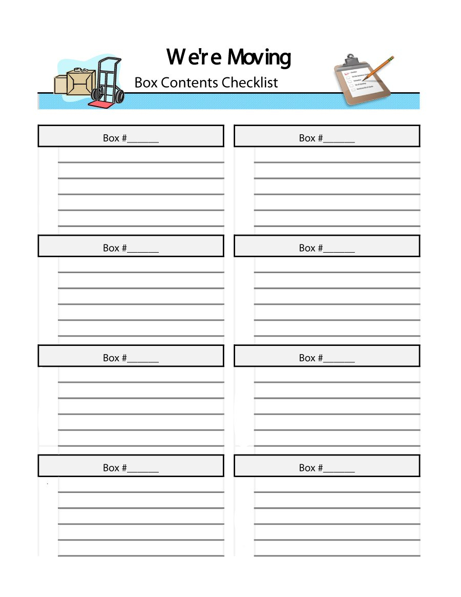 45 Great Moving Checklists [Checklist For Moving In / Out With Moving Box Label Template