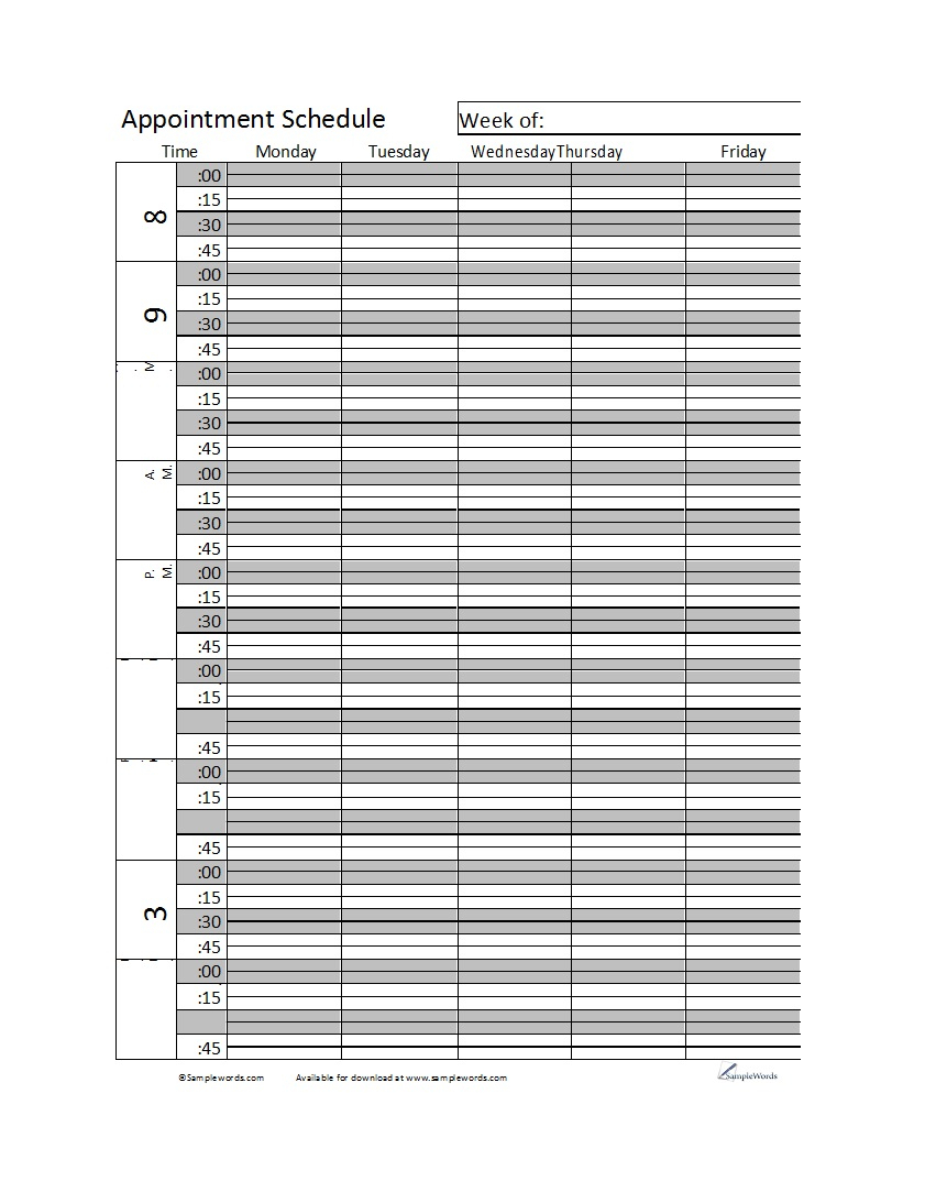 45 Printable Appointment Schedule Templates [& Appointment Regarding Medical Appointment Card Template Free