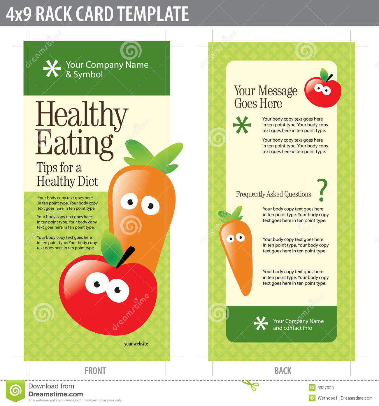 4X9 Rack Card Brochure Template Stock Vector - Illustration Throughout Nutrition Brochure Template