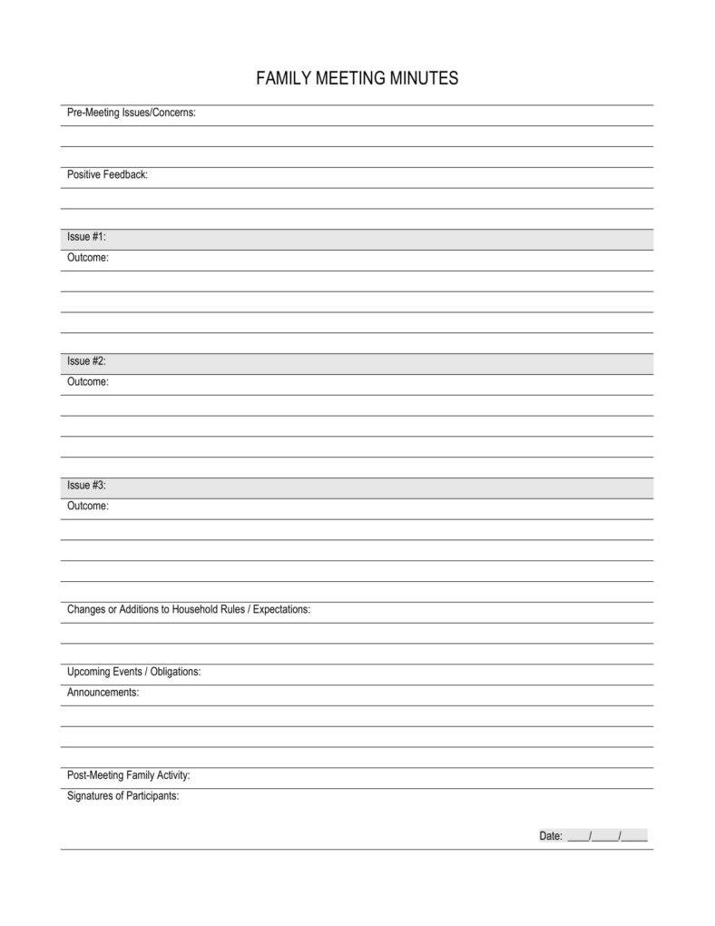 5+ Family Minutes In A Meeting Templates – Pdf | Free In Minute Meeting Template Free