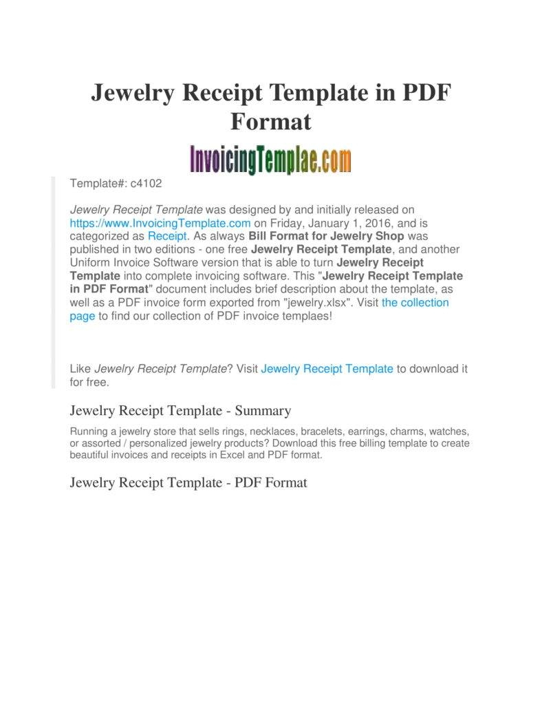 5+ Jewelry Invoice Templates – Pdf, Word | Free & Premium For Jewelry Invoice Template