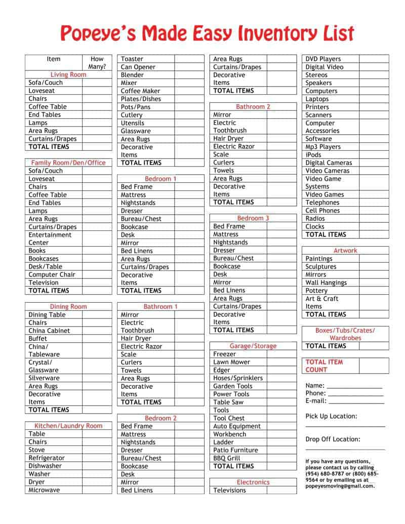 5+ Moving Inventory List Templates – Word Templates Regarding Insurance Inventory List Template