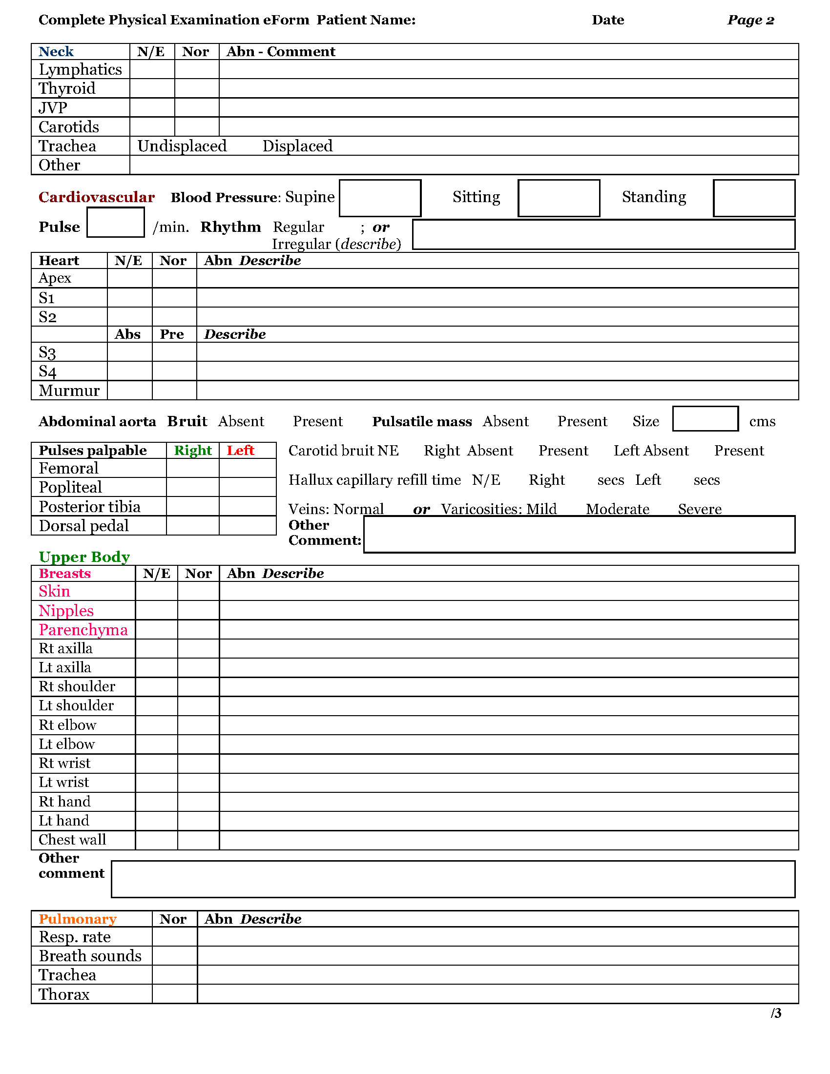 5+ Physical Assessment Forms – Word Templates Throughout History And Physical Template Word
