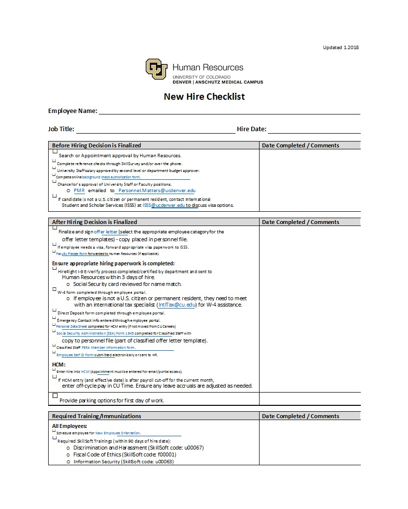 50 Useful New Hire Checklist Templates & Forms ᐅ Template Lab Intended For New Employee Checklist Templates