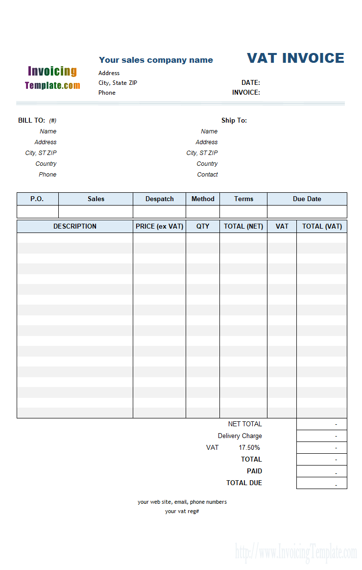 6 Column Invoice Templates Intended For Net 30 Invoice Template