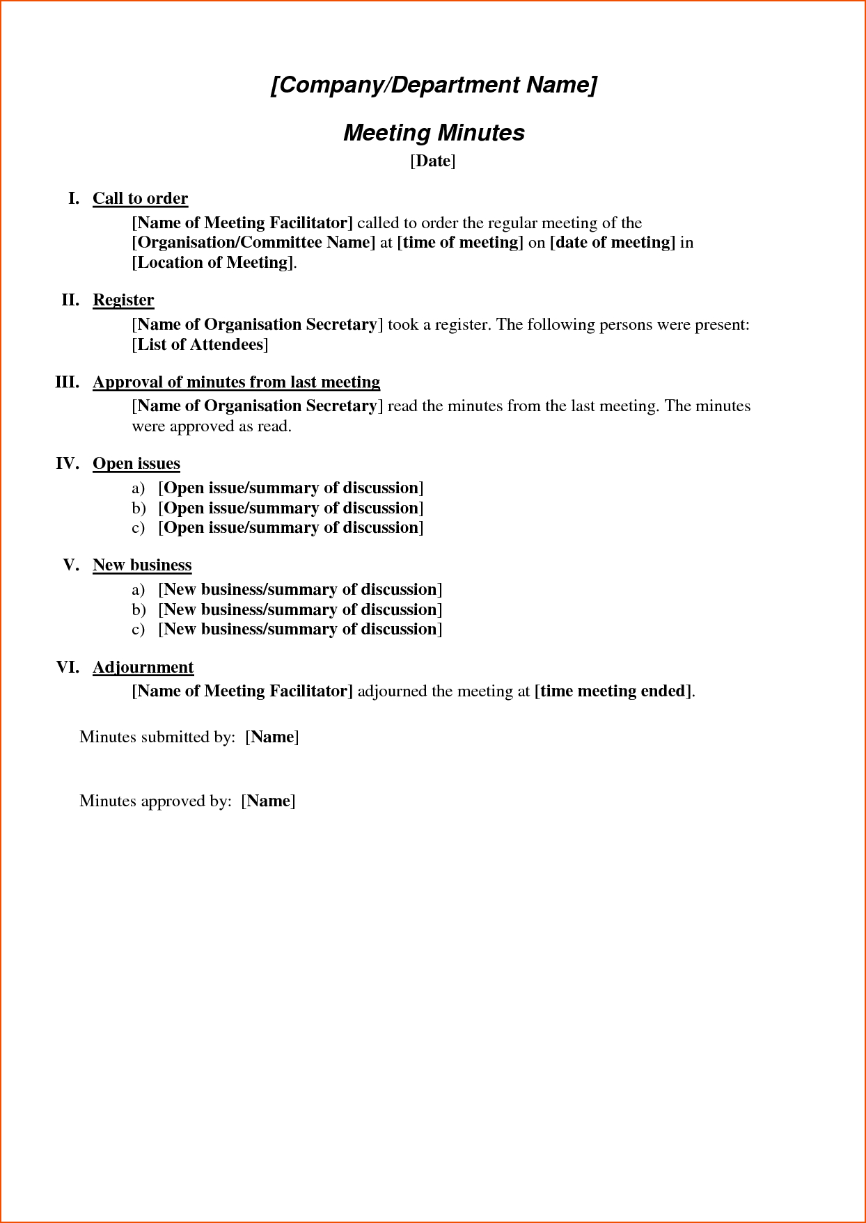 6+ Format For Meeting Minutes – Bookletemplate Inside Meeting Minutes Template Doc