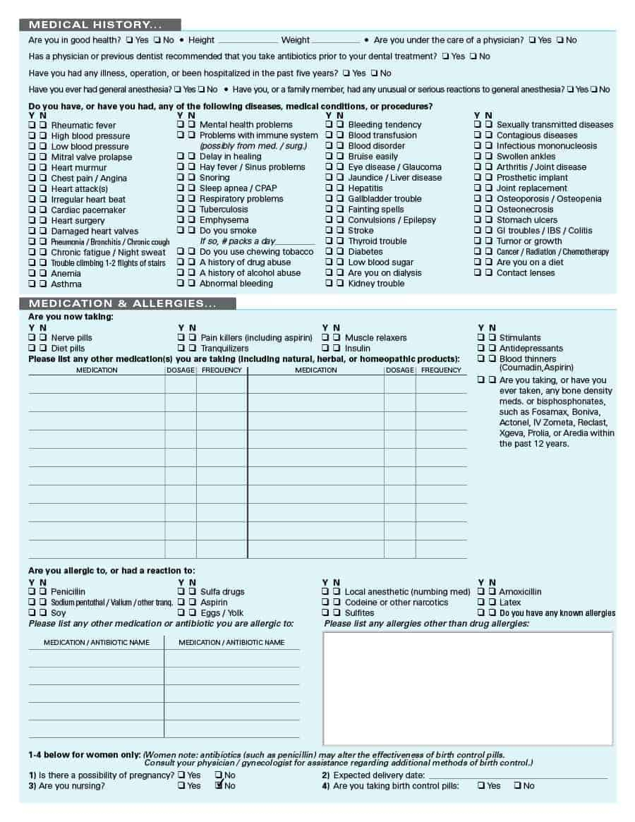67 Medical History Forms [Word, Pdf] – Printable Templates Regarding Med Cards Template