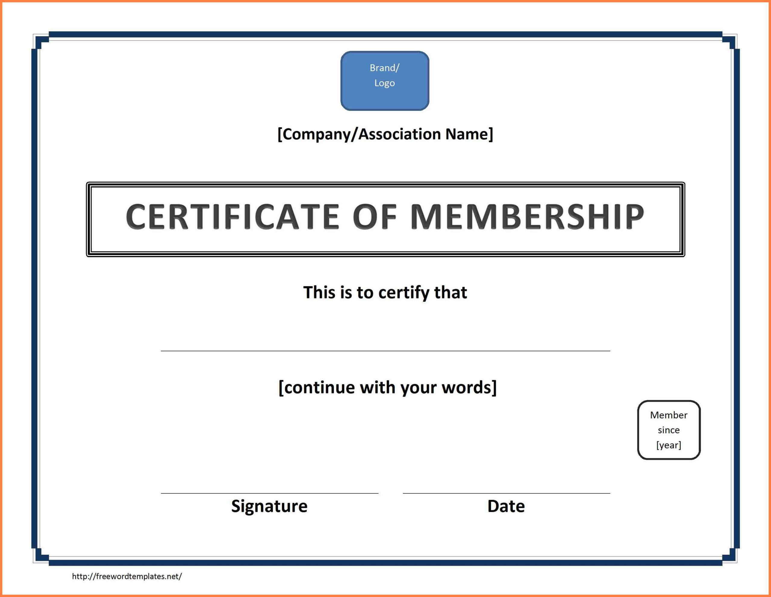 7+ Free Membership Certificate Template | Andrew Gunsberg For Llc Membership Certificate Template Word