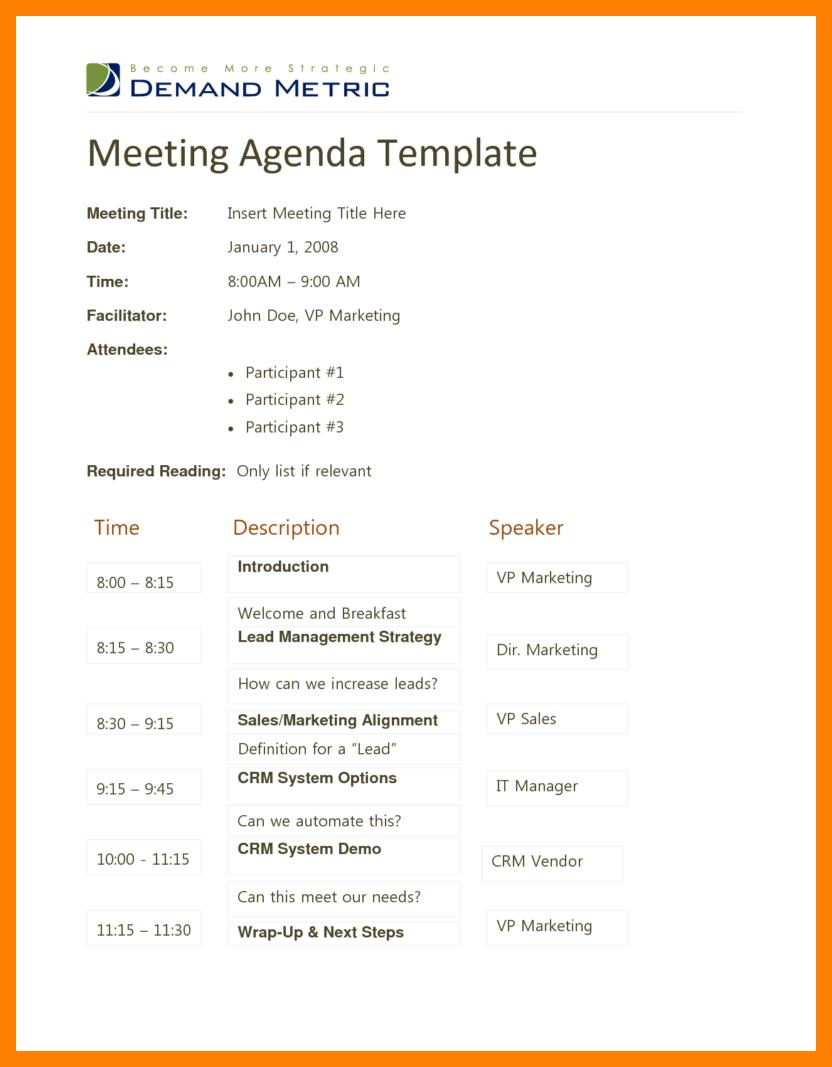 8+ Avery 8660 Template | Time Table Chart Pertaining To Meeting Agenda Template Doc