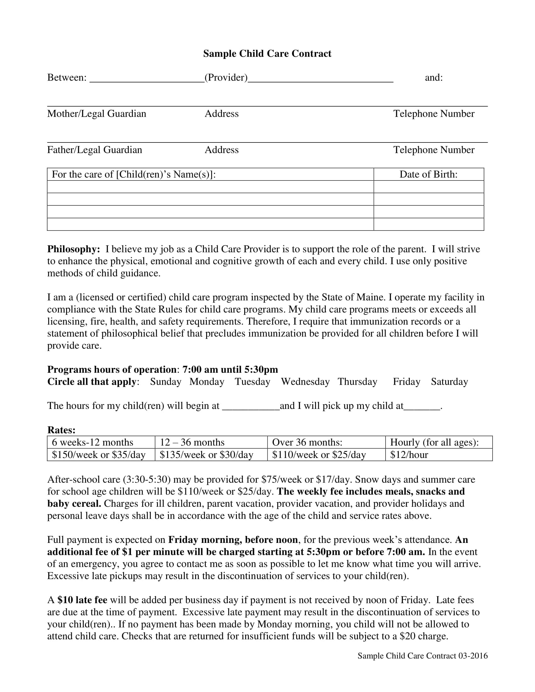 8+ Child Care Contract Example Templates – Docs, Word, Pages Pertaining To Nanny Contract Template Word