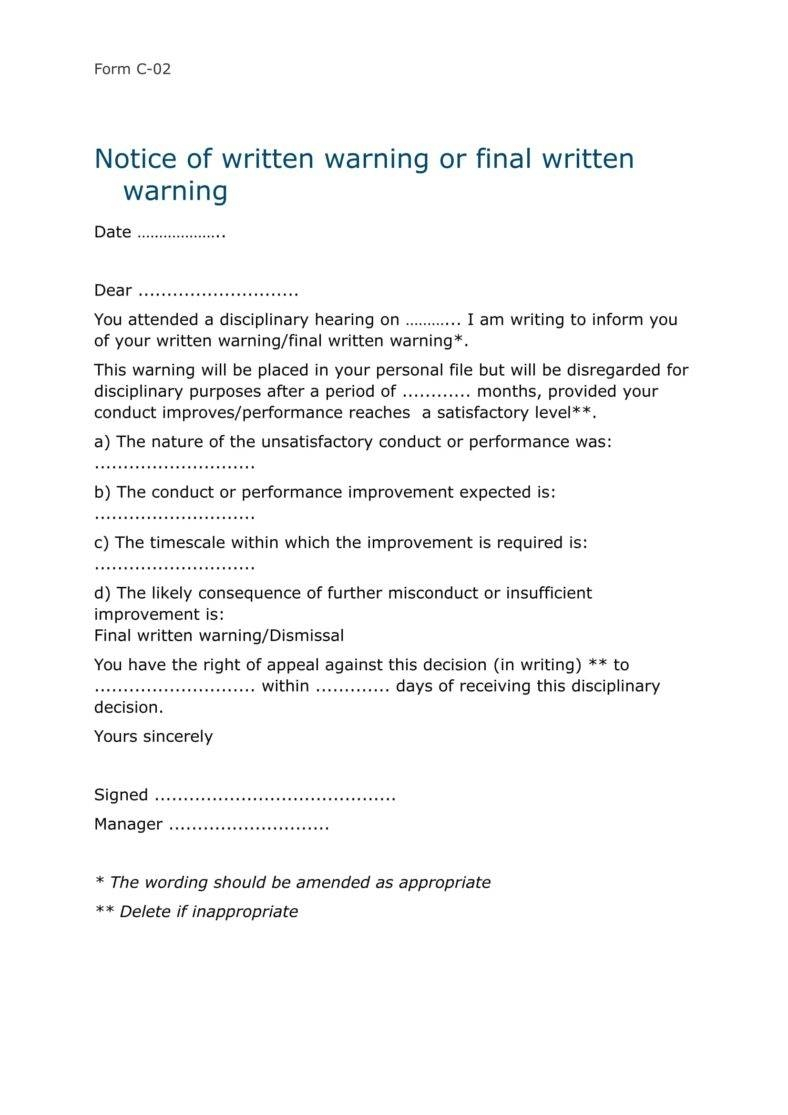 9+ Disciplinary Warning Letters – Free Samples, Examples Regarding Investigation Report Template Disciplinary Hearing