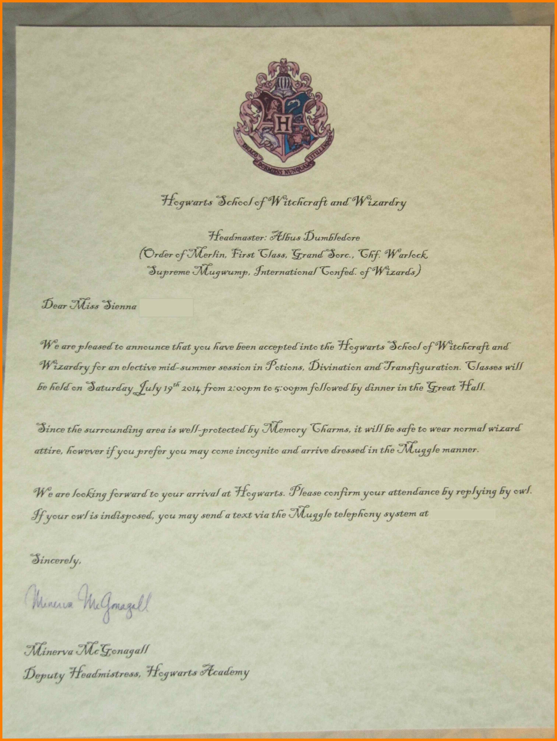 9+ Free Hogwarts Acceptance Letter Template | 952 Limos In Harry Potter Acceptance Letter Template