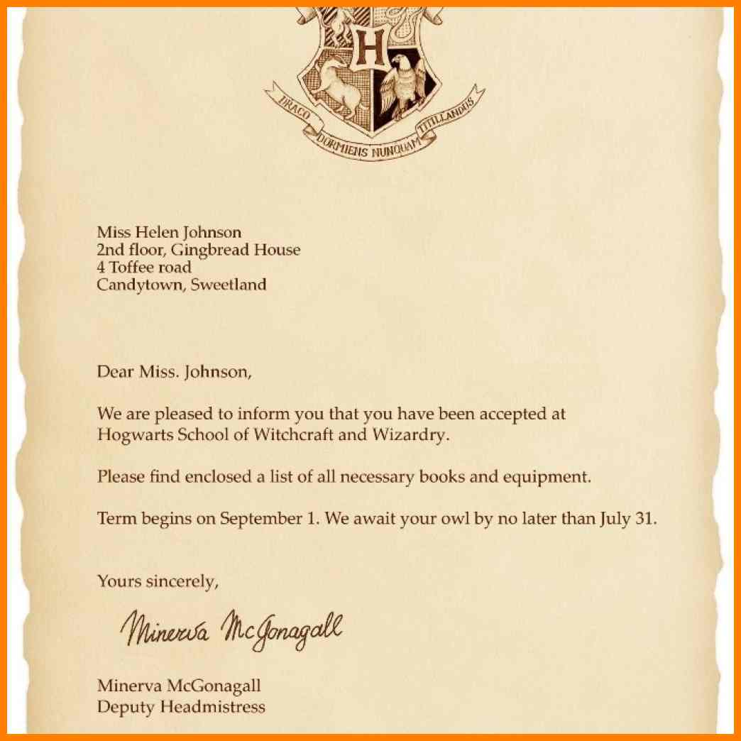 9+ Hogwarts Letter Print Out | Trinity Training Intended For Harry Potter Acceptance Letter Template
