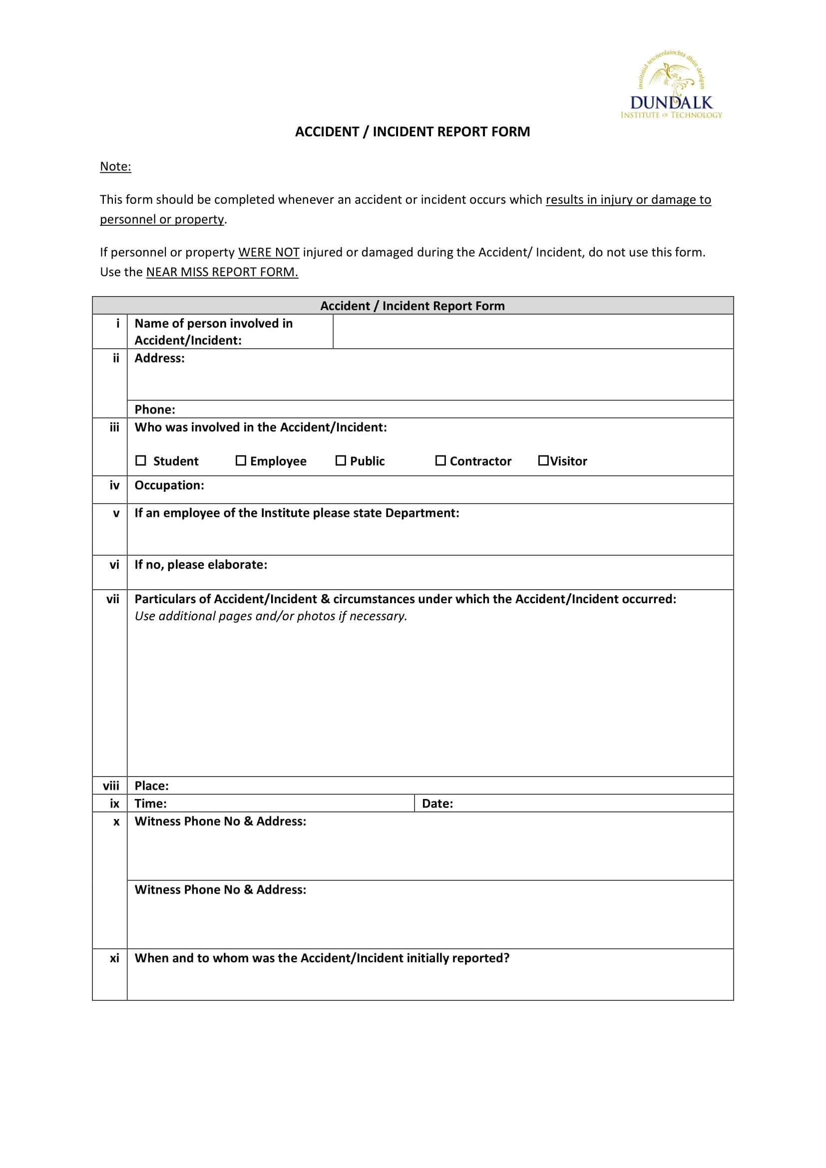 9+ Incident Report Writing Examples – Pdf | Examples Regarding Injury Report Form Template